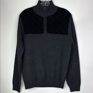 Scott James Fleece Lined 1/4 Zip Gray Sweater Size Medium